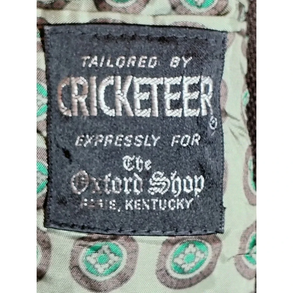 Vintage Cricketeer Men's Sport Coat Blazer 44R 2-Button Brown Textured Lining Ox